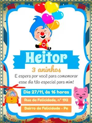 Convite de Aniversário Plim Plim para Editar e Imprimir Online