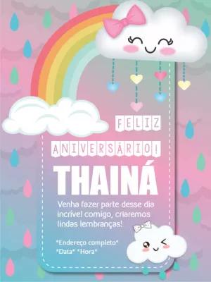 Convite de Aniversário Chuva de Amor Menina para Editar