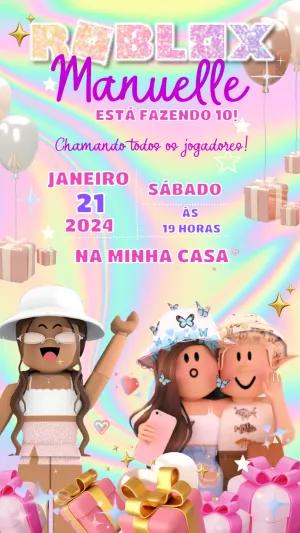 Convite de Aniversário Roblox Menina para Editar Online