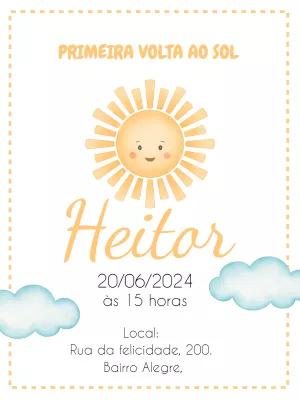 Convite Aniversário Primeira Volta ao Sol Menino para Editar