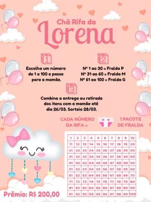 Chá Rifa Chuva de Amor para Chá de Bebê Editável Online