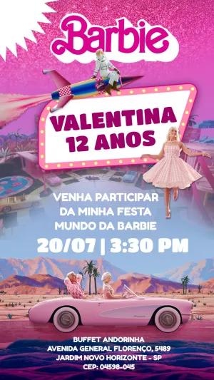 Convite de Aniversário Barbie Filme para Editar Online