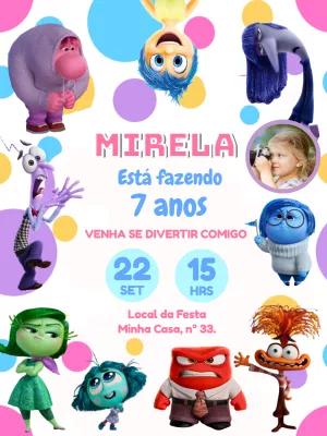 Convite Aniversário Divertida Mente 2 com Foto para Editar