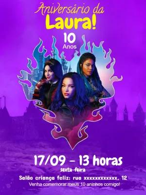 Convite de Aniversário Descendentes para Editar Online