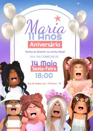 Convite de Aniversário Roblox Menina para Editar Online