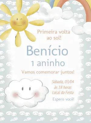 Convite Aniversário Primeira Volta ao Sol para Editar Online