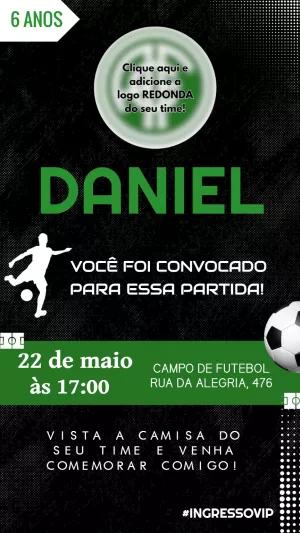 Convite de Aniversário Futebol com Logo do Time para Editar