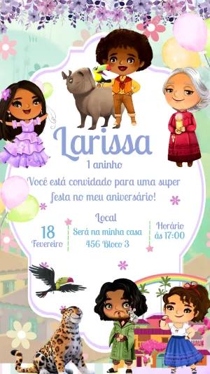 Convite de Aniversário Encanto com Personagens para Editar Online