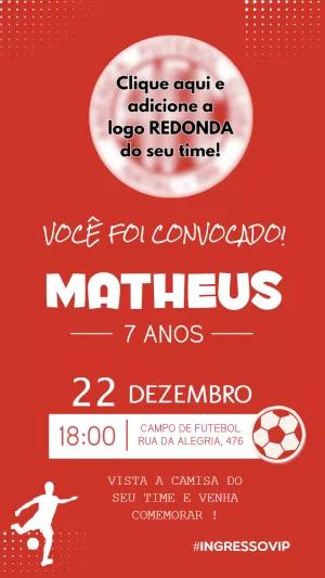 Convite de Aniversário Futebol Time do Coração para Editar Online
