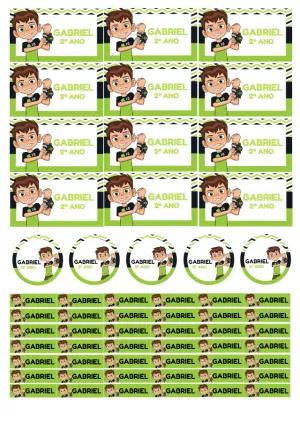 Kit de Etiquetas Escolares Ben 10 para Editar e Imprimir