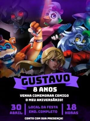 Convite Aniversário Five Nights at Freddy's Security Breach para Editar