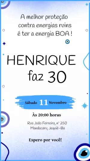 Convite de Aniversário Olho Grego para Editar Online