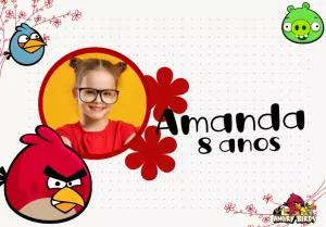 Convite de Aniversário Angry Birds com Foto para Editar Online