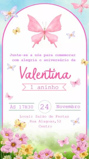 Convite Aniversário Jardim Encantado Borboletas para Editar