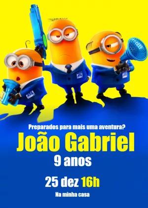 Convite de Aniversário Minions com Personagens para Editar Online