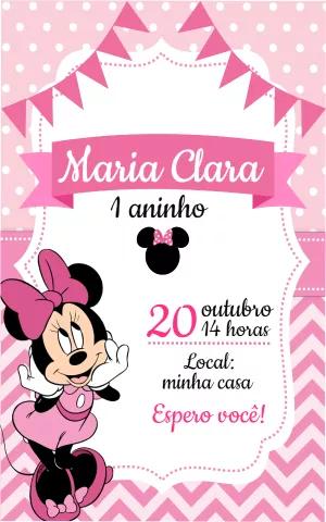 Convite de Aniversário Minnie Mouse Rosa para Editar Online