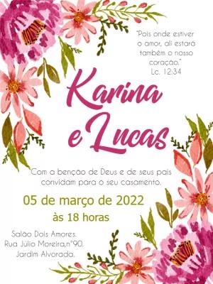 Convite de Casamento Floral Aquarela para Editar Online