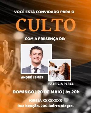 Convite para Culto de Igreja com Foto para Editar Online