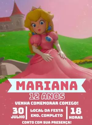 Convite de Aniversário Princesa Peach para Editar Online