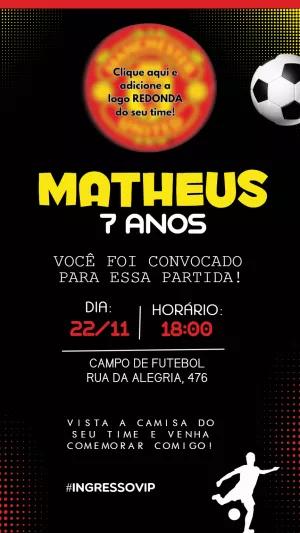 Convite de Aniversário Futebol com Logo do Time para Editar