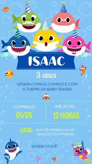 Convite de Aniversário Baby Shark para Editar Online