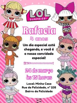 Convite de Aniversário Lol Surprise para Editar Online