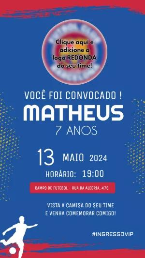 Convite de Aniversário Futebol com Logo do Time para Editar