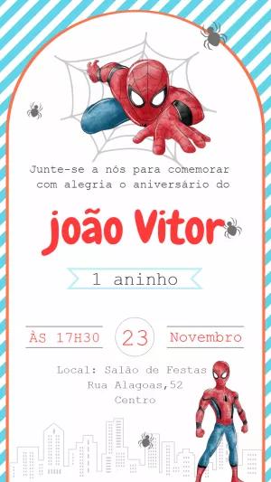 Convite de Aniversário Homem Aranha para Editar Online