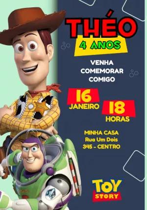 Convite de Aniversário Toy Story com Personagens para Editar