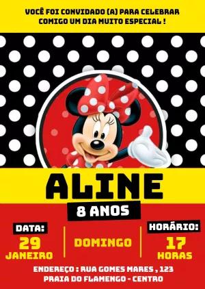 Convite de Aniversário Minnie Vermelha para Editar Online