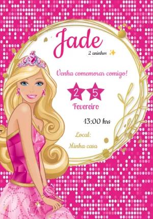 Convite Aniversário Barbie Princesa para Editar Online
