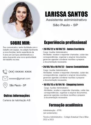 Currículo Profissional com Foto para Editar Online