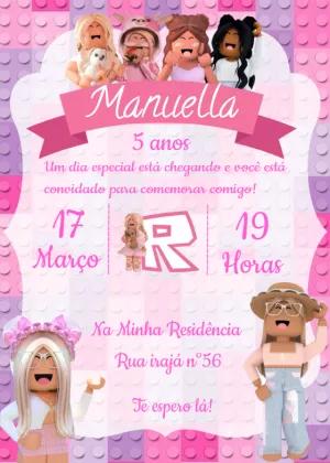 Convite Aniversário Roblox Menina para Editar Online