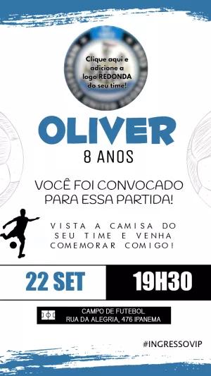 Convite Aniversário Futebol com Logo do Time para Editar Online