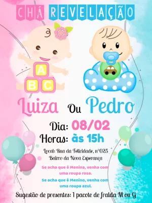 Convite Chá Revelação Menino e Menina para Editar Online