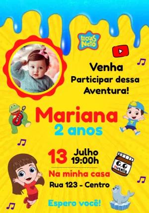 Convite Aniversário Luccas Neto com Foto para Editar Online
