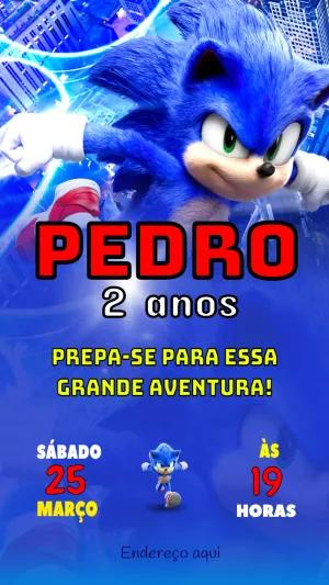 Convite de Aniversário Sonic o Filme para Editar Online