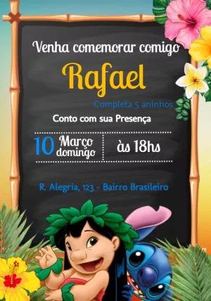 Convite de Aniversário Lilo e Stitch para Editar Online