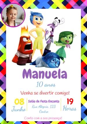 Convite de Aniversário Divertidamente com Foto para Editar