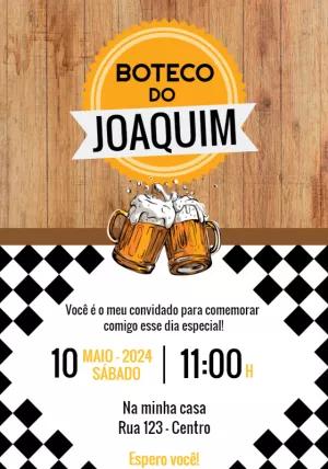 Convite Aniversário Tema Boteco com Cerveja para Editar