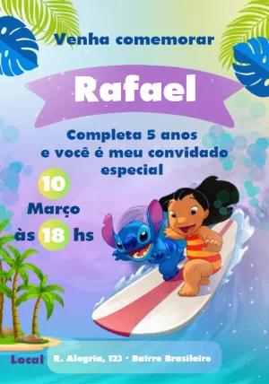Convite Aniversário Lilo e Stitch para Editar Online