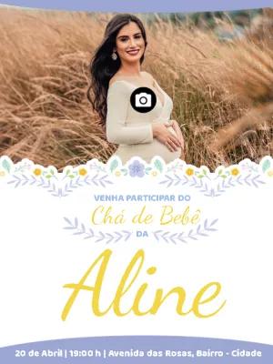 Convite de Chá de Bebê com Foto para Editar Online