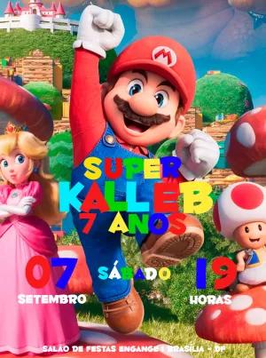Convite de Aniversário Super Mario com Personagens para Editar