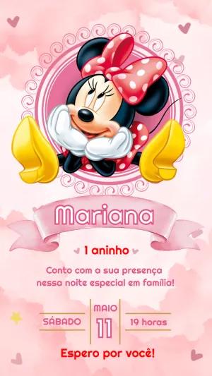 Convite de Aniversário Minnie Mouse Rosa para Editar Online