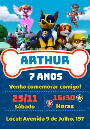 Convite Patrulha Canina Heróis para Aniversário Editável Online