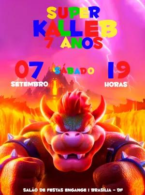Convite Aniversário Super Mario Bowser para Editar Online