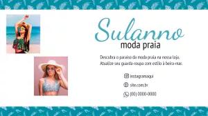 Cartão de Visitas Moda Praia Editável para sua Loja