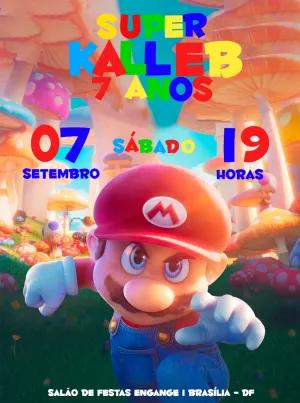 Convite de Aniversário Super Mario para Editar Online