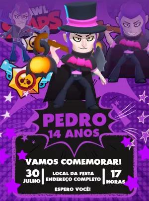 Convite de Aniversário Brawl Stars Mortis para Editar Online