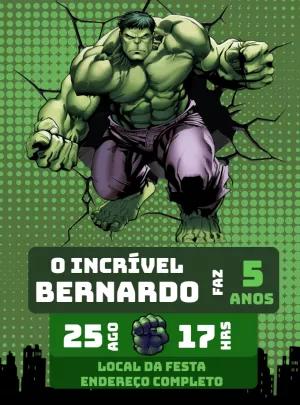Convite de Aniversário Incrível Hulk para Editar Online